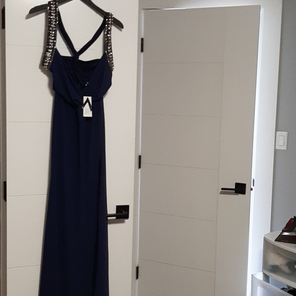 BNWT Tfnc London cache glamour maxi navy dress - Picture 2 of 14